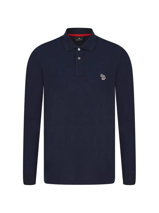 Men's Zebra Patch Long Sleeve Polo Shirt Navy - PAUL SMITH - BALAAN 1