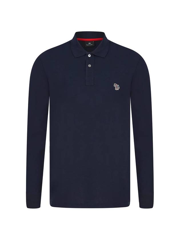 Zebra Patch Long Sleeve Polo Shirt Navy - PAUL SMITH - BALAAN 1