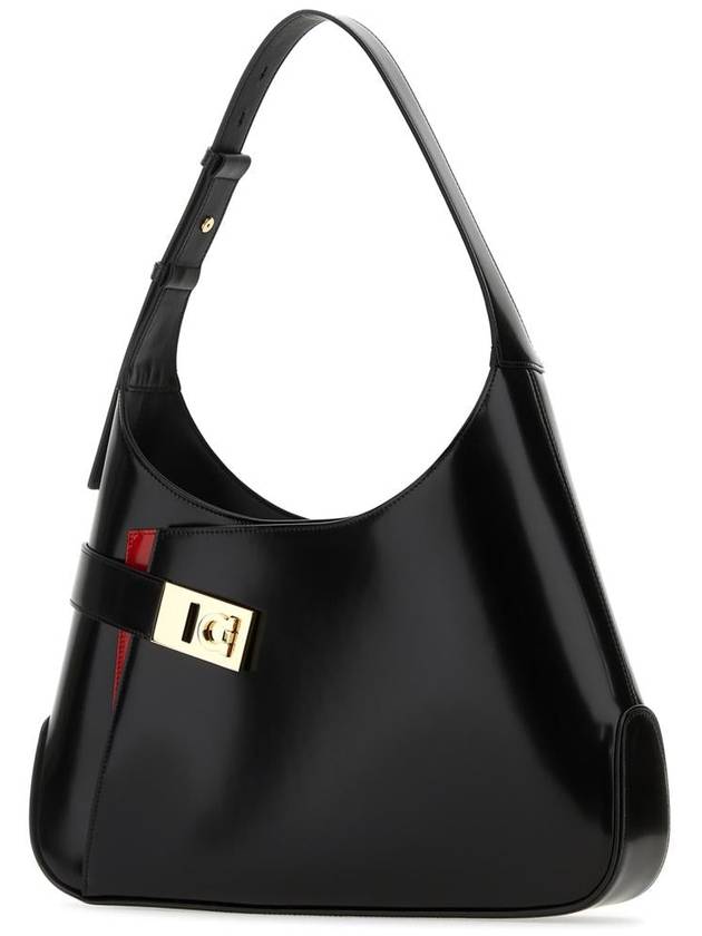 Calfskin Hobo Shoulder Bag Black - SALVATORE FERRAGAMO - BALAAN 3