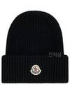 Logo Patch Cashmere Wool Beanie Black - MONCLER - BALAAN 2