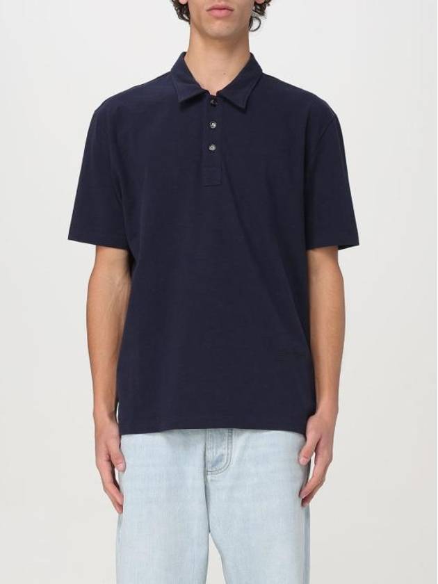 Embroidered Logo Polo Shirt Blue - BOTTEGA VENETA - BALAAN 2