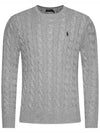 Embroidery Logo Cable Knit Top Grey - POLO RALPH LAUREN - BALAAN 2