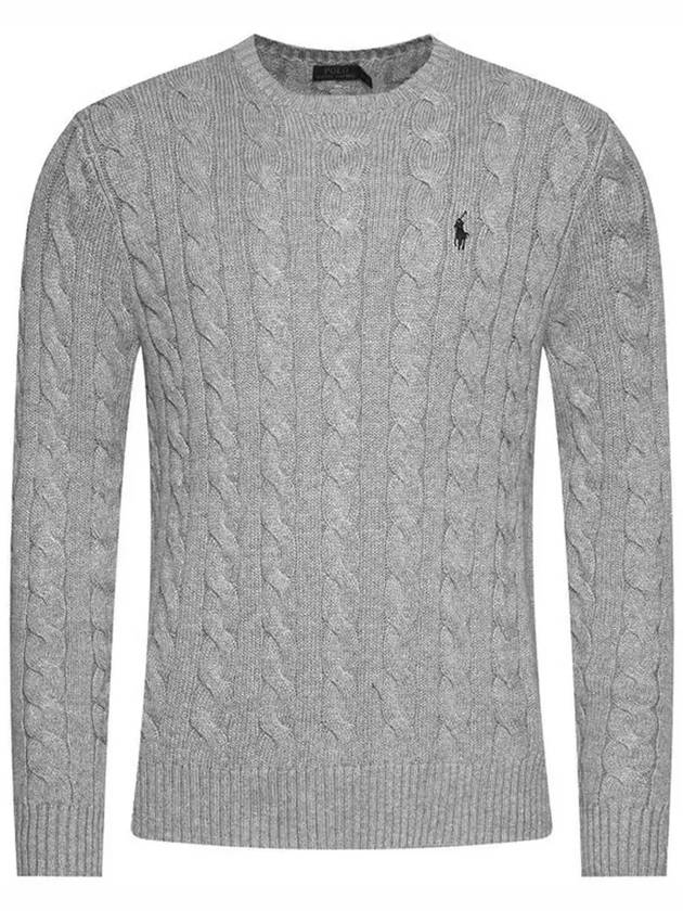 Embroidery Logo Cable Knit Top Grey - POLO RALPH LAUREN - BALAAN 2