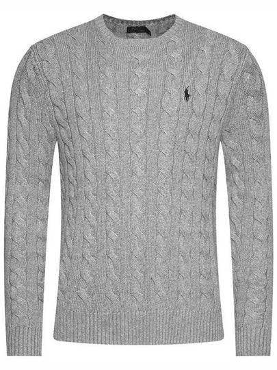 Embroidery Logo Cable Knit Top Grey - POLO RALPH LAUREN - BALAAN 2