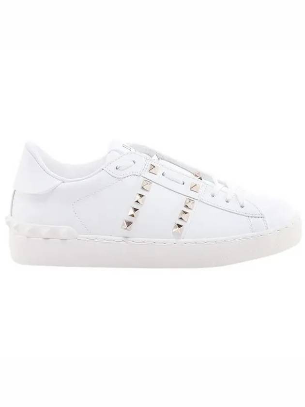 Rockstud Leather Low Top Sneakers White - VALENTINO - BALAAN 2