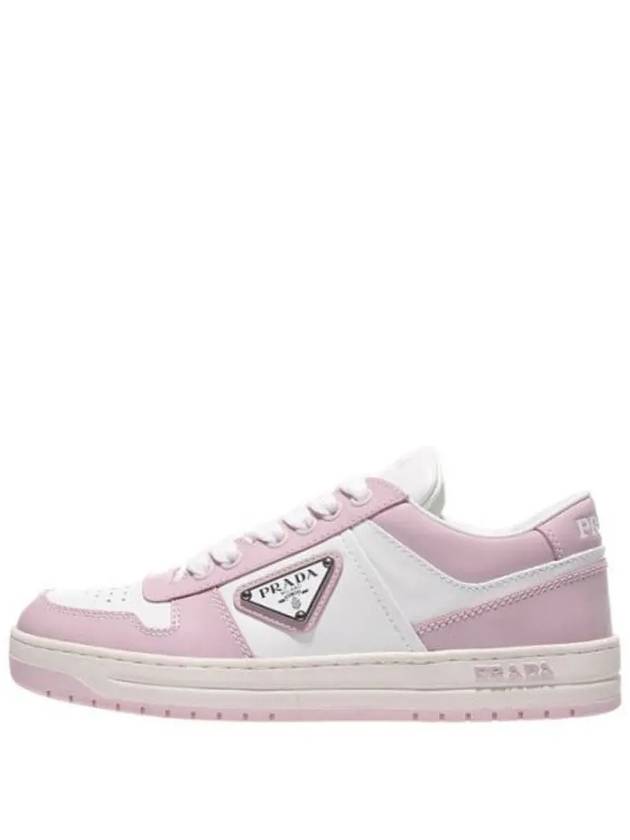 Downtown Perforated Leather Low Top Sneakers Pink - PRADA - BALAAN 4