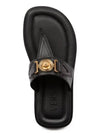 La Medusa Leather Flip Flops Black - VERSACE - BALAAN 4