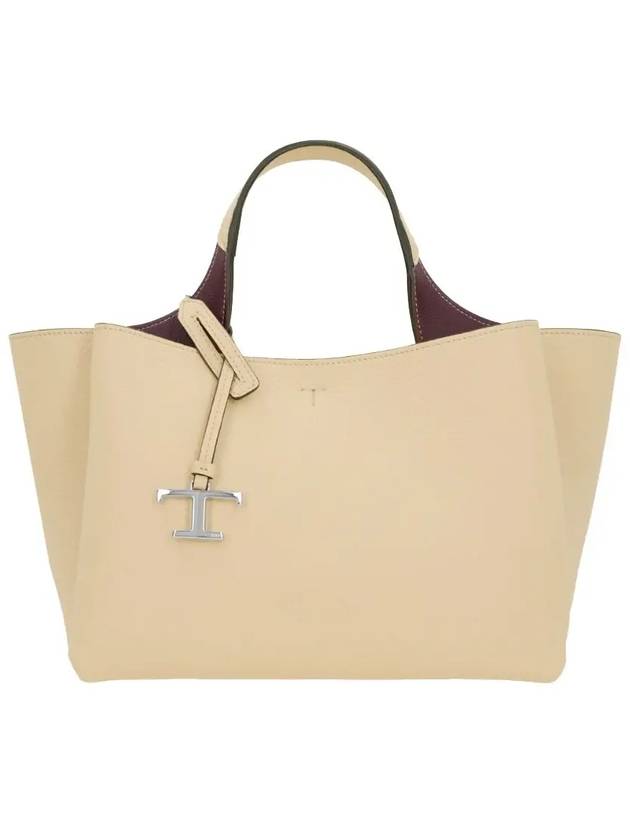 T Timeless Leather Mini Tote Bag Beige - TOD'S - BALAAN 3