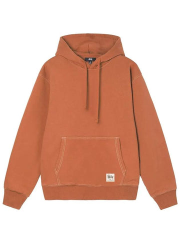 Contrast stitch detail logo label hoodie ocher 118459 - STUSSY - BALAAN 1