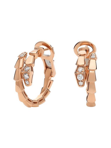 Serpenti Viper earrings in 18kt rose gold set with diamonds demi pave 359949 - BVLGARI - BALAAN 1