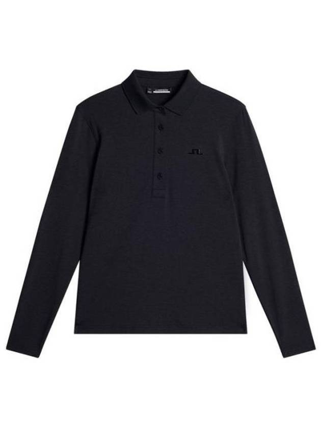 Flor Logo Polo Long Sleeve T-Shirt Black - J.LINDEBERG - BALAAN 1