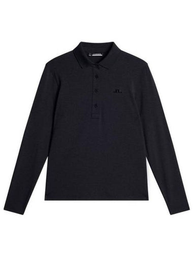 Flor Logo Polo Long Sleeve T-Shirt Black - J.LINDEBERG - BALAAN 1