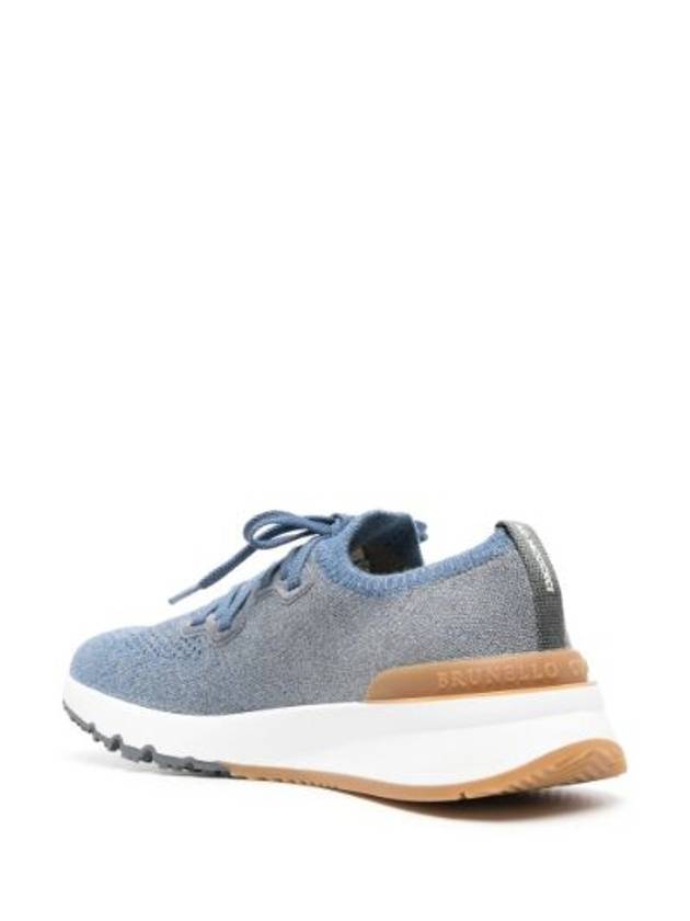 Stretch Knit Low Top Sneakers Blue - BRUNELLO CUCINELLI - BALAAN 4