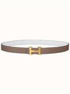 Mini H Buckle Reversible 24mm Leather Belt Etoupe Blanc - HERMES - BALAAN 2