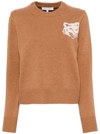 Fox Head Intarsia Knit Top Sequoia - MAISON KITSUNE - BALAAN 1