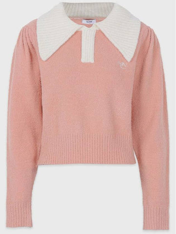 Women's Ether Collar Wool Knit Top Pink - MICANE - BALAAN 1