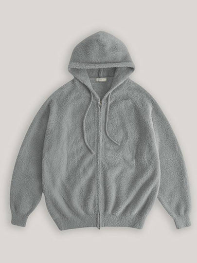 Hairy Knit Zip-Up Hoodie Grey - ARK.B - BALAAN 2