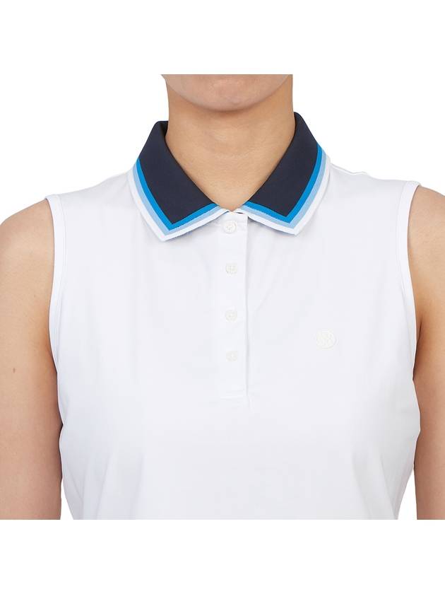 Women's Gradient Collar Silky Tech Nylon Sleeveless Polo Shirt Snow - G/FORE - BALAAN 7