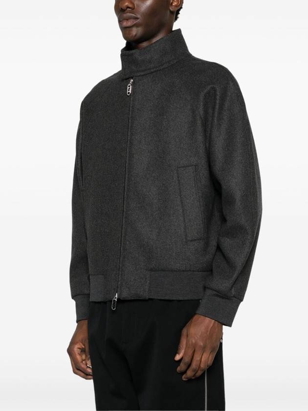 High Neck Cashmere Bomber Jacket Grey - FENDI - BALAAN 3