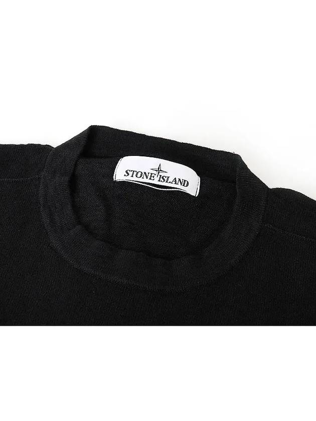 Logo Organic Cotton Long Sleeve T-Shirt Black - STONE ISLAND - BALAAN 4