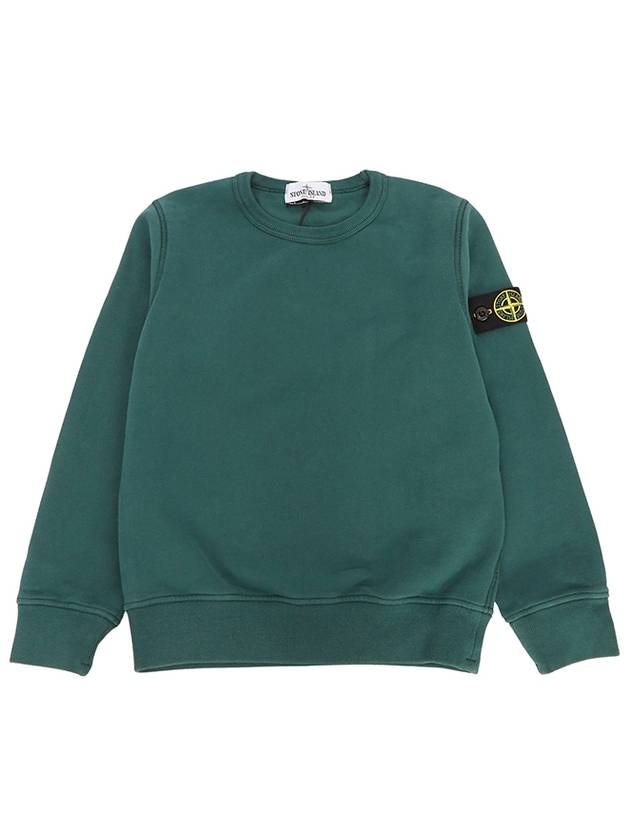 Kids Organic Cotton Fleece Sweatshirt Green - STONE ISLAND - BALAAN 2