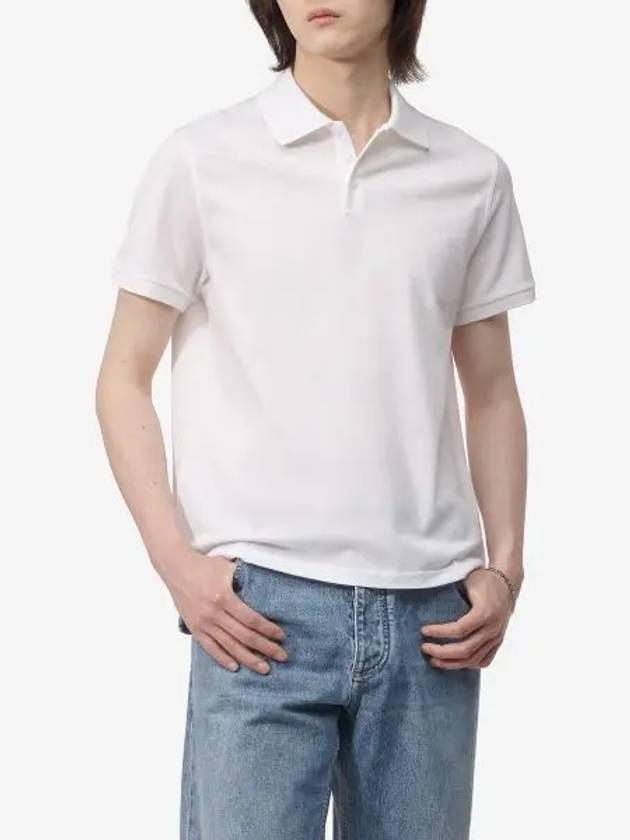 Men's Monogram Cotton Short Sleeve Polo Shirt White - SAINT LAURENT - BALAAN 2