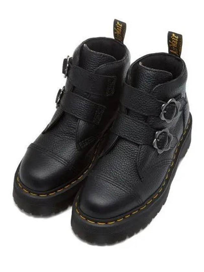 Devon Flower Buckle Leather Platform Boots Black - DR. MARTENS - BALAAN 2