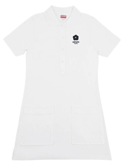 Logo Cotton Short Dress White - KENZO - BALAAN 2