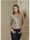 Women Ivy Heart Neck Long Sleeve T-Shirt Beige - MICANE - BALAAN 6