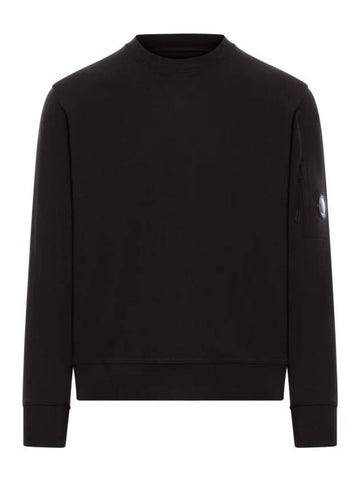 Diagonal Raised Fleece Crewneck Lens Sweatshirt Black - CP COMPANY - BALAAN 1