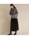 Pleated Mix Long Hooded Dress Dark Gray - AVANT-G - BALAAN 3