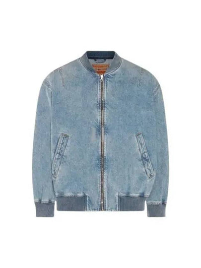 D Vinz Logo Embroidered Denim Bomber Jacket Blue - DIESEL - BALAAN 2