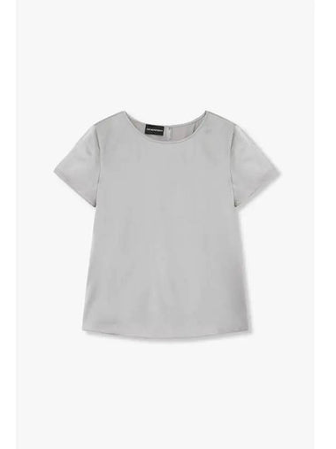 Women s Glossy Silk Short Sleeve Top Silver - EMPORIO ARMANI - BALAAN 1