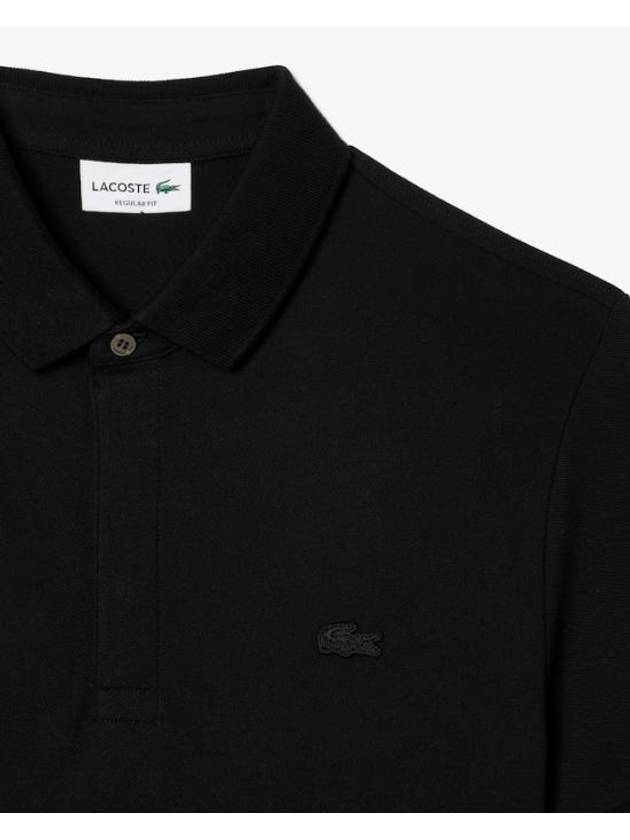 Men's Paris Regular Fit Stretch Cotton Pique Short Sleeve Polo Shirt Black - LACOSTE - BALAAN 3