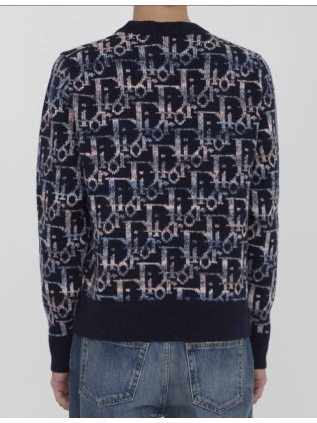 Oblique Jacquard Wool Knit Top Navy - DIOR - BALAAN 5