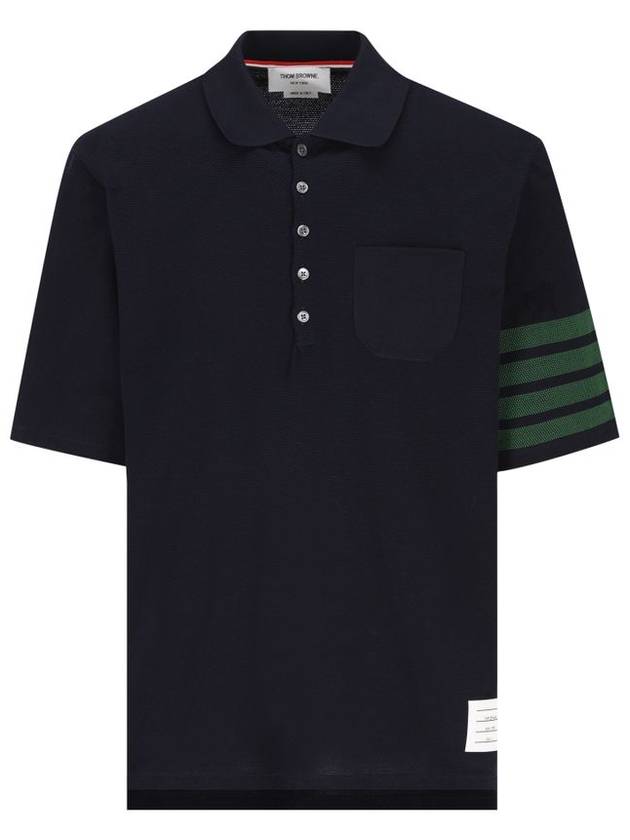 4-Bar Stripe Polo Shirt Navy - THOM BROWNE - BALAAN 2