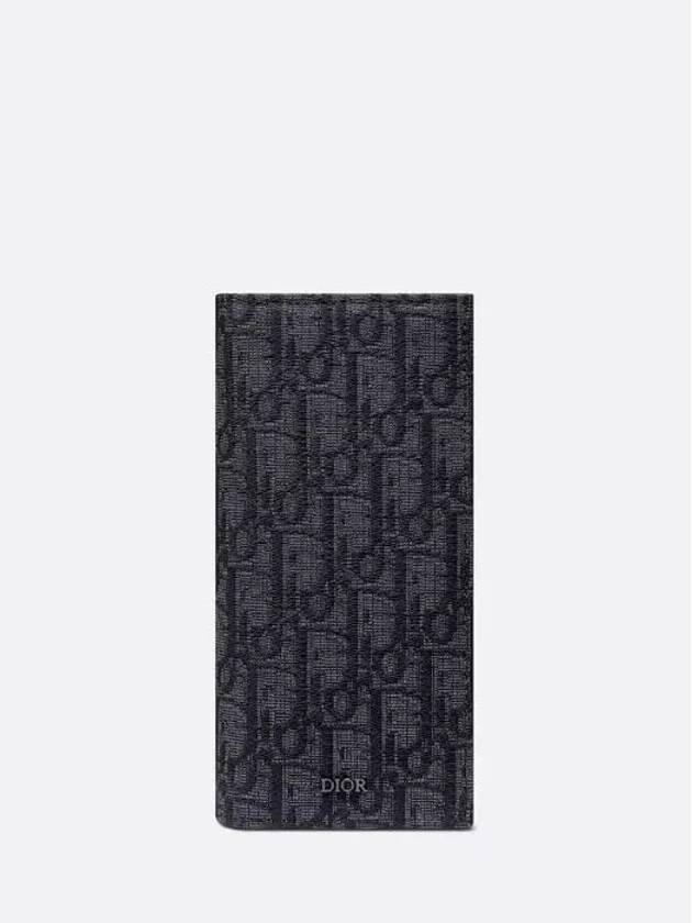 Vertical Long Wallet Black Oblique Jacquard - DIOR - BALAAN 2