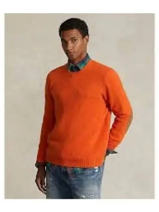 Suede Patch Wool Cashmere Sweater Orange - POLO RALPH LAUREN - BALAAN 1