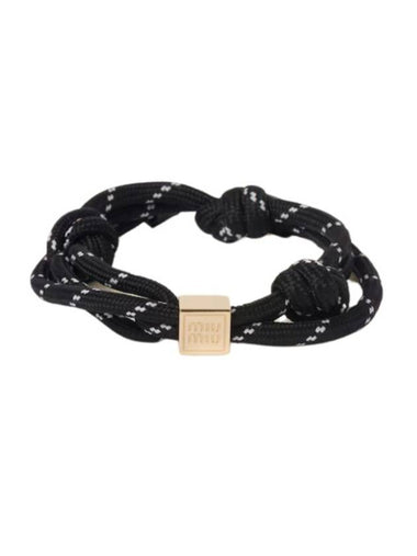 Logo Cord Nylon Bracelet Black - MIU MIU - BALAAN 1