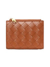 Intrecciato Small Leather Half Wallet Wood - BOTTEGA VENETA - BALAAN 1