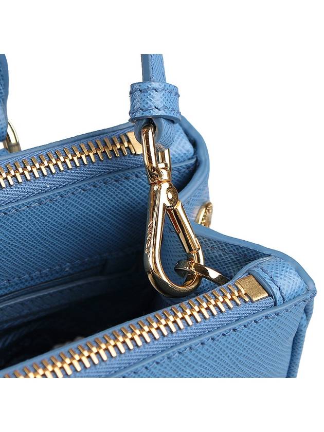 Galleria Saffiano Leather Mini Tote Bag Light Blue - PRADA - BALAAN 10