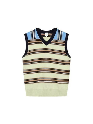 Mix Stripe Cotton Vest Light Green 270155 - PAUL SMITH - BALAAN 1