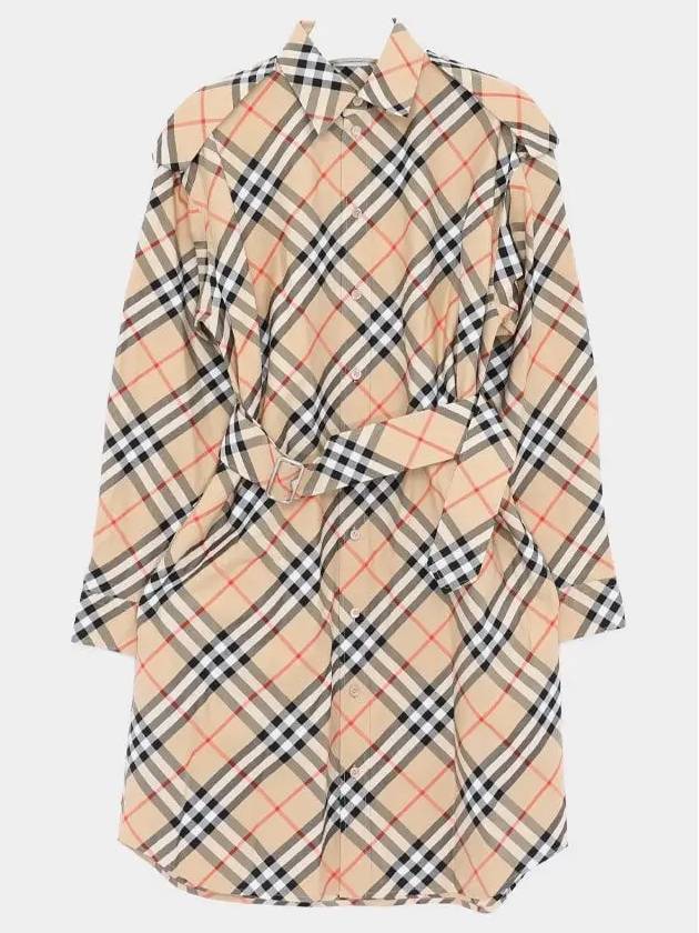 Check Cotton Shirt Midi Dress Beige - BURBERRY - BALAAN 2