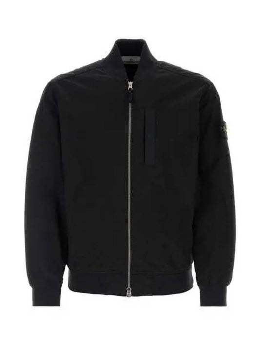 Men's Cupro Cotton Twill TC Bomber Jacket Black - STONE ISLAND - BALAAN 2