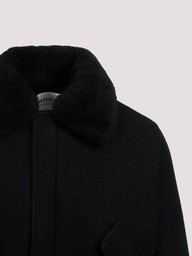 Shearling Collar Jacket Black - AMI - BALAAN 5