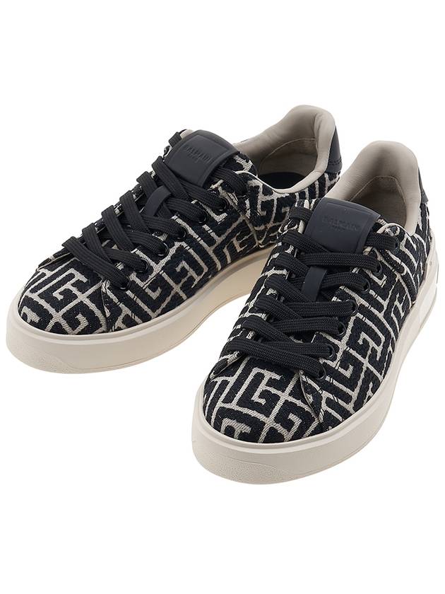 B Court Jacquard Monogram Low Top Sneakers Black - BALMAIN - BALAAN 2