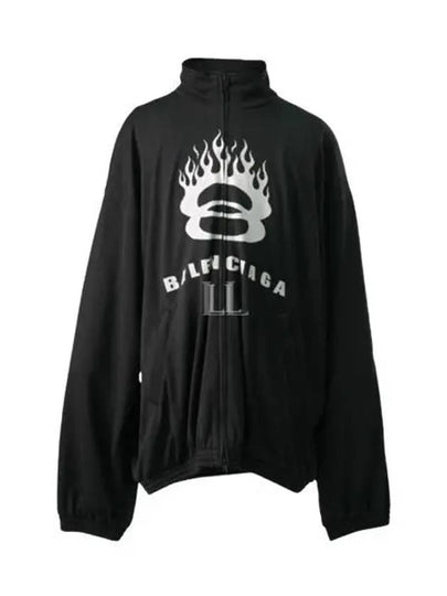 Flame Print Zip-Up Jacket Black - BALENCIAGA - BALAAN 2