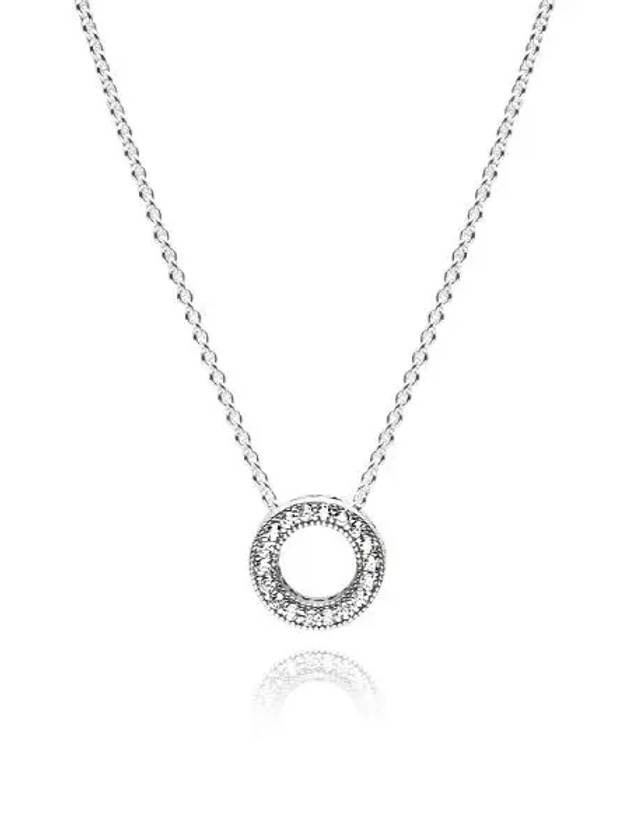Logo Pave Circle Collier Necklace Sterling Silver - PANDORA - BALAAN.
