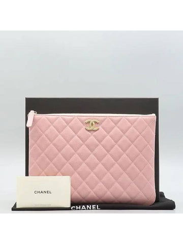 AP2968 Light pink color caviar gold logo decoration clutch - CHANEL - BALAAN 1