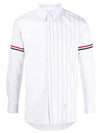 Men's Poplin Grosgrain Armband Stripe Long Sleeve Shirt White - THOM BROWNE - BALAAN 2